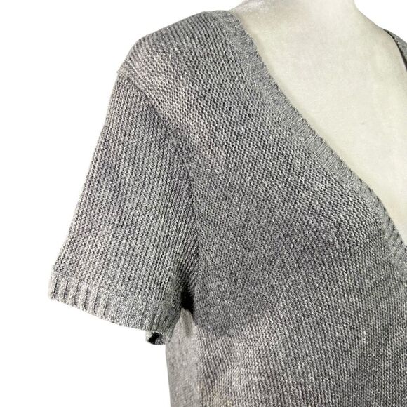 Eileen Fisher Silk Wool Blend Knit Short Sleeve Medium Tunic in Gray Sweater - Picture 3 of 12
